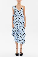 Spotted Ruffle detail Printed midi dress 92774