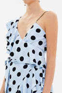 Spotted Ruffle detail Printed midi dress 92774