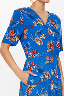 Blue Wrap-over belted midi dress 92790