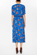 Blue Wrap-over belted midi dress 92790