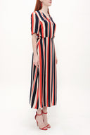 Red Wrap-over belted midi dress 92790