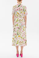 Beige Wrap-over belted midi dress 92790