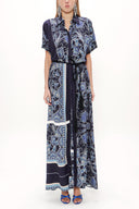 Navy Blue Off shoulder short sleeve maxi dress 92796