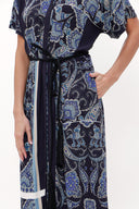 Navy Blue Off shoulder short sleeve maxi dress 92796
