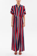 Red Off shoulder short sleeve maxi dress 92796