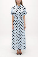 Spotted Off shoulder short sleeve maxi dress 92796