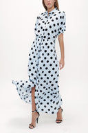 Spotted Off shoulder short sleeve maxi dress 92796