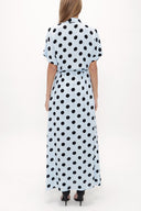 Spotted Off shoulder short sleeve maxi dress 92796