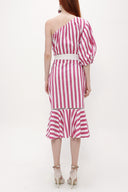 Sour Cherry One shoulder godet midi dress 92802