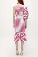 Sour Cherry One shoulder godet midi dress 92802