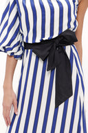 Navy Blue One shoulder godet midi dress 92802