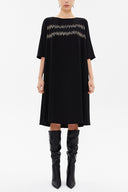 Black Embroidered wide cut midi dress 92804