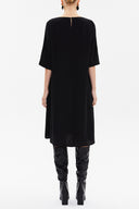 Black Embroidered wide cut midi dress 92804