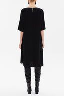 Black Embroidered wide cut midi dress 92804