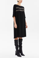 Black Embroidered wide cut midi dress 92804