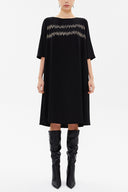 Black Embroidered wide cut midi dress 92804