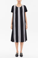 Black Contrast colour wide cut midi dress 92809