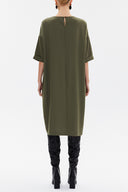 Khaki Accessory detail wide cut midi dress 92811