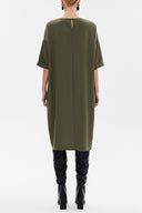 Khaki Accessory detail wide cut midi dress 92811