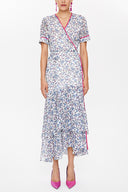 Blue Wrap-over midi dress 92828