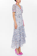 Blue Wrap-over midi dress 92828