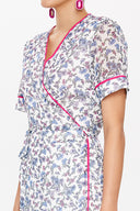 Blue Wrap-over midi dress 92828