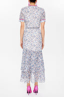 Blue Wrap-over midi dress 92828