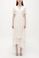 Ecru Wrap-over midi dress 92828