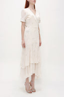 Ecru Wrap-over midi dress 92828
