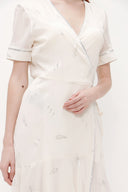 Ecru Wrap-over midi dress 92828