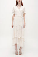 Ecru Wrap-over midi dress 92828