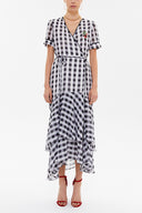 Plaid Wrap-over midi dress 92828