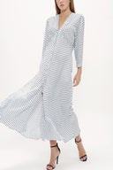 Blue V-neck maxi dress 92840