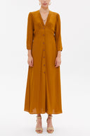 Mustard V-neck maxi dress 92840