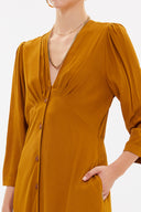 Mustard V-neck maxi dress 92840