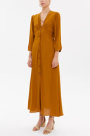Mustard V-neck maxi dress 92840