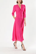 Fuchsia V-neck maxi dress 92840