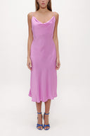 Lilac Degage collar spaghetti straps midi dress 92844