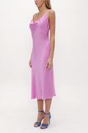 Lilac Degage collar spaghetti straps midi dress 92844