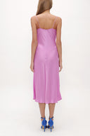 Lilac Degage collar spaghetti straps midi dress 92844