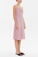Pink Degage collar spaghetti straps midi dress 92844