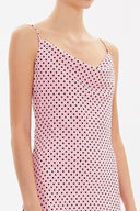 Pink Degage collar spaghetti straps midi dress 92844