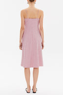 Pink Degage collar spaghetti straps midi dress 92844