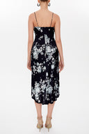 Patterned Degage collar spaghetti straps midi dress 92844