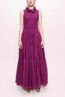 Purple Ruffle Detailed Long Dress 92846
