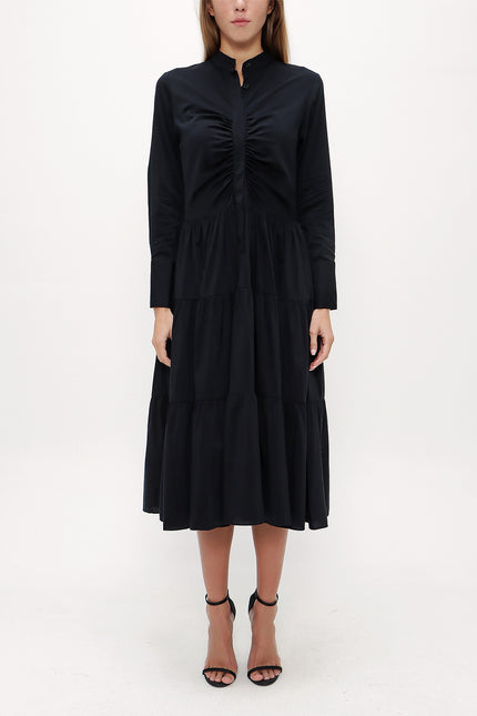 Büzgülü Poplin Midi Elbise 92848