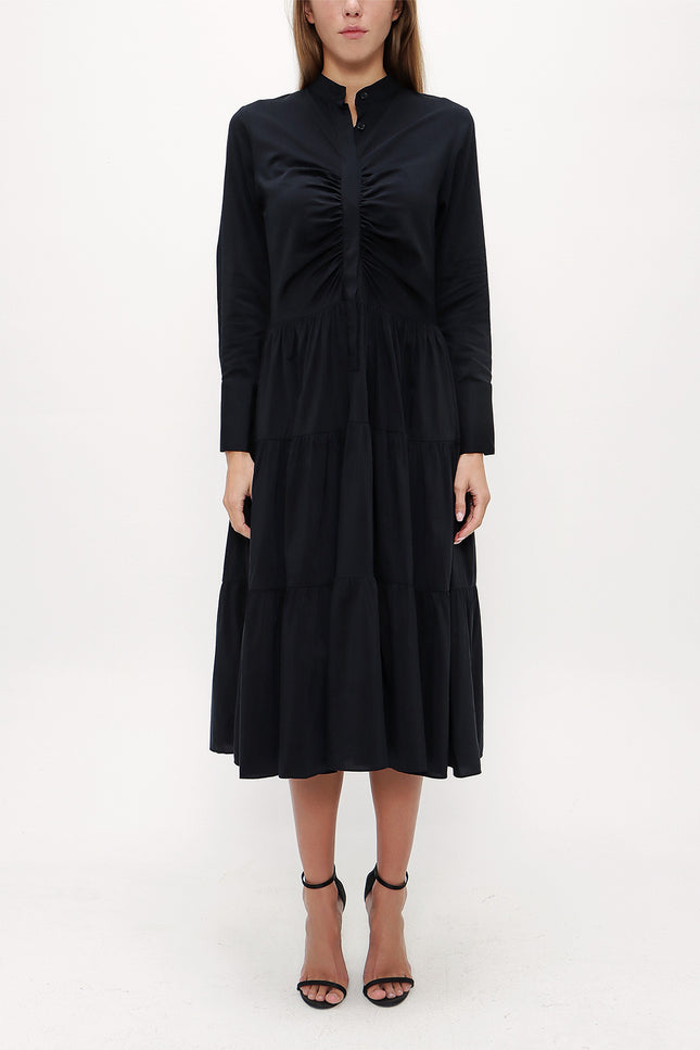 Büzgülü Poplin Midi Elbise 92848
