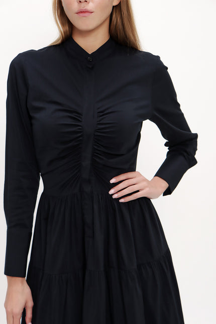 Büzgülü Poplin Midi Elbise 92848