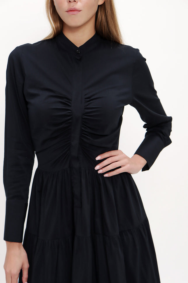 Büzgülü Poplin Midi Elbise 92848