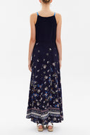 Navy Blue Crystal gems sleeveless maxi dress 92849